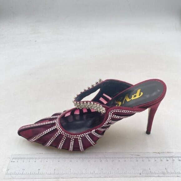 FYS Women Slip on Pointed Toe Mules Bridal Sandals Rhinestone Strappy Purple - Picture 2 of 8